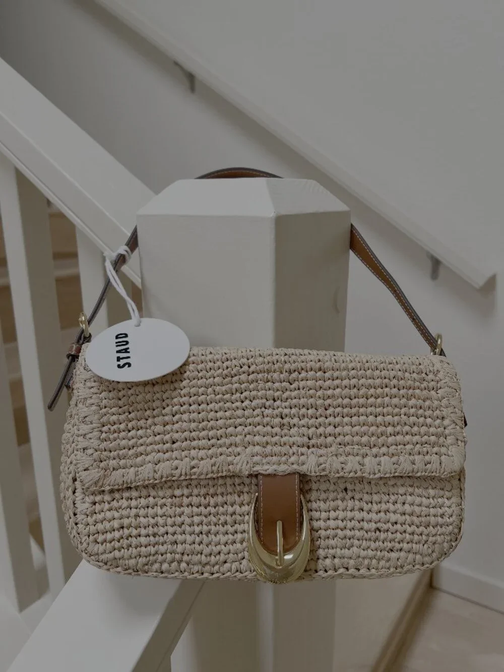 Staud HARLOW RAFFIA BAG NATURAL TAN NWT - Picture 1 of 2